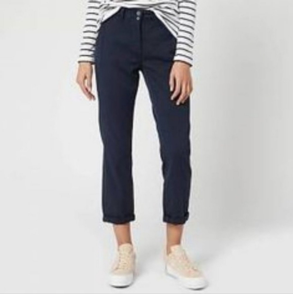 Land's End 100% Cotton Navy Blue Chino Crop Pants Capri Women's Plus Size 18 EUC
